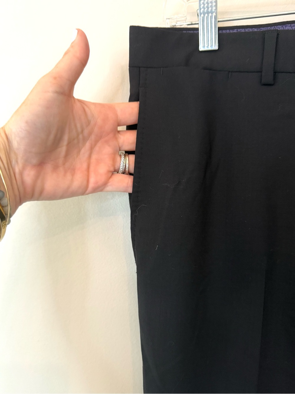 Ted Baker 100% Wool Dress Pants Raw Hem Black Tailored Trousers Men’s - Picture 7 of 10